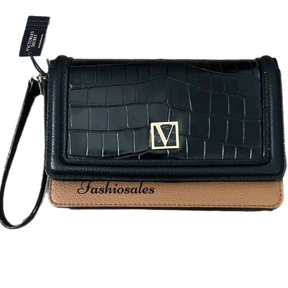 Victoria’s Secret Limited Edition Phone Wristled Wallet Croc Colorblock - Picture 1 of 6